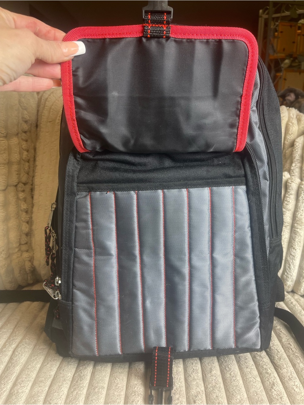 STARTER Black and Gray Backpack with Red Trim - Picture 2 of 8